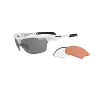 Tifosi Lunettes de soleil à verres interchangeables intenses : verres interchangeables, légers, protection UV, pièces d'oreilles et nez réglables, incassables, caoutchouc hydrophile, blanc mat
