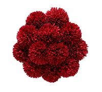Tifuly Artificielles Hortensia Fleurs, 12 Pcs Soie Chrysanthème Petite Boule De Fleurs pour La Maison Garden Party Office Décoration, Bouquets De Mariage De Mariée, Arrangement, Centres(Rouge)