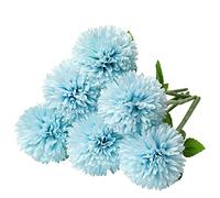Tifuly Artificielles Hortensia Fleurs, 6 Pcs Soie Chrysanthème Petite Boule De Fleurs pour La Maison Garden Party Office Décoration, Bouquets De Mariage De Mariée, Arrangement, Centres(Bleu)
