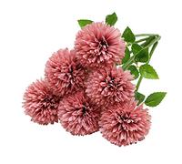 Tifuly Artificielles Hortensia Fleurs, 6 Pcs Soie Chrysanthème Petite Boule De Fleurs pour La Maison Garden Party Office Décoration, Bouquets De Mariage De Mariée, Arrangement, Centres(Rose)