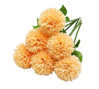 Tifuly Artificielles Hortensia Fleurs, 6 Pcs Soie Chrysanthème Petite Boule De Fleurs pour La Maison Garden Party Office Décoration, Bouquets De Mariage De Mariée, Arrangement, Centres(Orange)