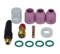 TIG Kit d'accessoires pour lampe torche - 12 pièces lentille à gaz 17GL332, ensemble de buses en aluminium #6/#7/#8, isolateur et tasse arrière pour lampes de poche 17/26 et 18 séries refroidies à