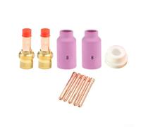 TIG Lot de 10 corps de serrage pour lentille à gaz TIG 45V26 3/32" pour torche de soudage TIG WP-17/18/26 avec coupelles en alumine, pinces isolantes, grande lentille à gaz longue pour le travail des