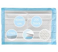 TIGA-MED Alèses médicales 60 x 60 cm | 6 couches | 200 pièces | Tapis d'entraînement | Matelas à langer pour bébé | Alèses jetables pour patients | Alèses d'incontinence | Alèses pour chiots