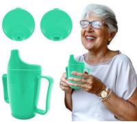 Tiga-Med Gobelet à bec avec 2 poignées, 280 ml, système à double couvercle pour liquides et bouillie, passe au lave-vaisselle, au micro-ondes (1, vert)