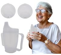 Tiga-Med Gobelets à bec avec 2 poignées, 280 ml, système à double couvercle pour liquides et bouillie, passe au lave-vaisselle, au micro-ondes (3, transparent)