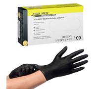 TIGA-MED Lot de 100 Gants Nitrile Noir Taille S - Non Poudrés, Sans Latex - Qualité Alimentaire - AQL 1.5 - Usage Tatouage, Mécanique, Cuisine