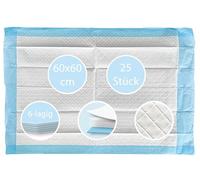 TIGA-MED Lot de 25 alèses jetables, 6 couches, 60 x 60 cm, pour personnes malades ou incontinentes, pour le change, pour chiots