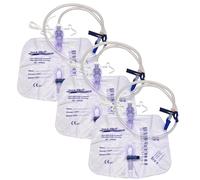 TIGA-MED Lot de 3 sacs d'urine | 2000 ml sacs d'urine fermés avec tuyau de 110 cm, stériles, valve anti-retour et robinet de sortie | Système de drainage d'urine pour cathéter et soins