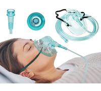 Tiga-Med Lot de 50 masques à oxygène haute concentration pour adultes | Masque non respirant avec poche de réservoir | Avec pince-nez, tuyau de 210 cm, connecteur standardisé | Sans DEHP | Emballage