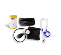 TIGA-MED Tensiomètre du bras et stéthoscope à double tête - Sphygmomanomètre anéroïde | Qualité clinique, certifié MDR | Manchette 22-32 cm | Mesure précise et auscultation (bleu)