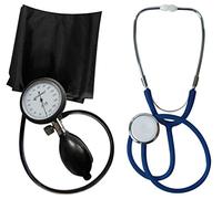 TIGA-MED TIGA PRO 1 K1 Kit de tensiomètre - Tensiomètre manuel pour le haut du bras avec manomètre de 6,8 cm, manchon de traction 22-32 cm, stéthoscope à tête plate bleu et étui