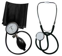 TIGA-MED TIGA PRO 1 K1 Kit de tensiomètre - Tensiomètre manuel pour le haut du bras avec manomètre de 6,8 cm, manchon de traction 22-32 cm, stéthoscope à tête plate noir et étui