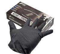 Tiga-Med TOUGH GRIP Lot de 50/250/500/1000 gants jetables extra forts en nitrile pour atelier, jardin, laboratoire et montage - 50 pièces/boîte (1000, L)