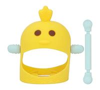 Tige de Dentition pour Bébé, Sucette à Main en Silicone Mignon en Forme de Poussin pour Bébé, Sucette Apaisante avec 2 Tiges de Dentition pour le Jour et la Nuit(Jaune citron)