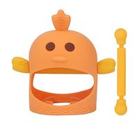 Tige de Dentition pour Bébé, Sucette à Main en Silicone Mignon en Forme de Poussin pour Bébé, Sucette Apaisante avec 2 Tiges de Dentition pour le Jour et la Nuit(orange)