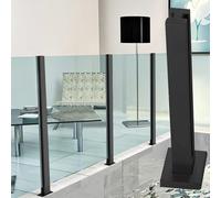 Tige de Fixation pour clôture en Verre, Poteau de Garde-Corps en Verre Noir, système de balustres carrés en Acier Inoxydable pour terrasse/escalier/marches (Poteau Central, 105 cm/41,3 po)