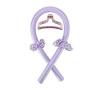 Tige de friser sans chaleur, bandeau, bigoudi doux avec Bonnet couchage, rouleaux, boucles en Satin, outils coiffure(Purple with Clip)