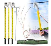 Tige de mise à la terre haute tension Kit de Piquet de Terre À Double Languette pour La Réparation Et L'entretien D'urgence Des Lignes Électriques, Fixation Stable(Pole 2m/6.6ft,Wire 15m/49.2ft)