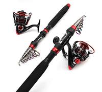 Tige de pêche télescopique de Carbone de 1,8 m à 3,0 m Canne à pêche rotative Portable et Bobine de pêche de pêche Combinaison Tige de Truite Truite Trousse Voyage ZYHWY