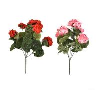 Tige de plante artificielle de géranium rouge pour accents de couleur rose avec 5 branches pour décoration de maison, bureau et événement, environ 36 cm de long (rouge)