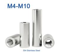 Tige de positionnement cylindrique filetée interne en acier inoxydable 304, bielle, écrou d'extension à Double extrémité M4 M5 M6 M8 M10