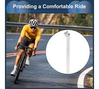 Tige De Selle De Vélo 30.9X400Mm Tube De Selle De Selle De Vélo En Alliage D'Aluminium Ton Argent Réglable Avec Clip De Fixation