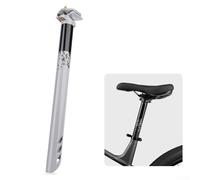 Tige de selle de vélo en alliage d'aluminium, longueur d'extension pour VTT, avec double collier de serrage et rail, longueur 380 mm, diamètre 31,6 mm (gris)