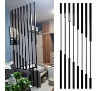 Tige Debout de séparateur Mural Moderne | Séparateurs de pièce sans perçage pour Colonne de décoration de Bureau à Domicile | Poteau d'écran de confidentialité en métal Noir(8pcs-A,100cm/39in/3.3ft)