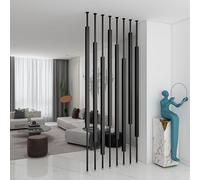 Tige Debout De Séparation De Pièce, Colonne D'écrans De Confidentialité Modernes pour Cloison D'espace, Lattes en Métal Poteau Mural du Sol Au Plafond 5/8 Pièces Paravent(8pcs-A,140cm/55in/4.6ft)