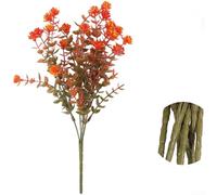 Tige d'eucalyptus artificiel de 35 cm avec tons d'automne chauds pour toile de fond de mariage, décoration extérieure, décoration d'intérieur et utilisation en photographie (rouge automne)