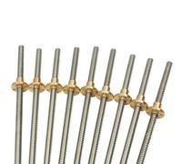 Tige filetée en acier inoxydable, 1 pièce T8 for imprimante 3D, pas de 2 mm, tige trapézoïdale de 8 mm avec écrou en cuivre, longueur 80 mm à 500 mm