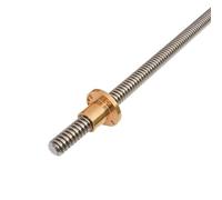 Tige filetée en plomb Vis en plomb, Tige de vis trapézoïdale filetée de 16 mm, pas de 2 mm, 3 mm, 4 mm, 100 mm, 150 mm, 250 mm, 350 mm, 600 mm, vis mère T16 avec écrou en laiton(Picth 2mm Lead 2mm,150