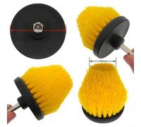 Tige hexagonale compatible avec perceuses électriques pour perceuse électrique, brosse pour nettoyer la baignoire, le carrelage, le joint, le fil conique de 63,5 cm avec brosse (jaune)
