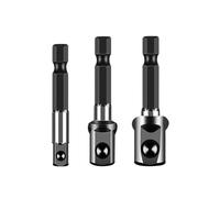 Tige hexagonale vers forets d'extension 1/4" 3/8" 1/2" | Jeu d'embouts de barre, outils électriques, adaptateur de douille en acier au Chrome Vanadium noir, 3 pièces