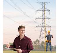 Tige Mesure Télescopique Perche Mesure Télescopique, Perche D'arpentage Légère Avec Sac Transport, Toise Isolée Monteurs Lignes Sous Tension, Tension 35 KV-500 KV(Yellow,26.2ft/8m)