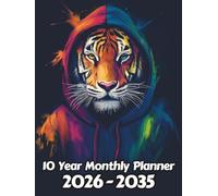 Tiger 10 Year Monthly Planner: Large 120 Month Sunday to Saturday Calendar | Gift For People Who Love Safari Animals, Cat Lovers | Ideal for ... and Busy Individuals | 8.5 x 11 Inches | v1