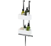 Tiger 2-Store Etagère de Douche, avec 2 Niveaux, Etagère Douche à Suspendre sans perçage, Pour Cabine de Douche, Avec crochet pour raclette de vitre, Blanc, 25 x 65 x 13 cm