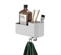 Tiger 2-Store Plateau de Rangement avec Crochet Porte Serviette et Porte-Brosse à Dents 25 cm Blanc