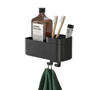 Tiger 2-Store Plateau de Rangement avec Crochet Porte Serviette et Porte-Brosse à Dents 25 cm Noir