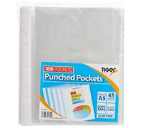 Tiger A5 - Lot de 100 pochettes perforées de qualité Transparentes