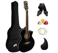 TIGER ACG1-BK34 3/4 Guitare acoustique à cordes en acier pour 9 ans et plus avec sac, sangle, cordes de rechange et plectres - Noir
