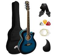 TIGER ACG1-BL Guitare acoustique Petit Corps avec cordes en acier pour débutants - Bleu