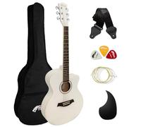 TIGER ACG1-WH Guitare acoustique Petit Corps avec cordes en acier pour débutants - Blanc