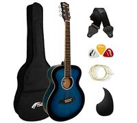 TIGER ACG2-BL Pack de Guitare acoustique - Bleu | Comprend Housse, Sangle, Plaque de Protection et Cordes de Rechange