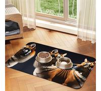 Tiger and Dog Tapis d'alimentation antidérapant en cuir absorbant à séchage rapide imperméable lavable 40 x 60 cm