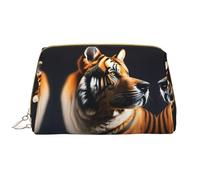 Tiger and Dog Trousse de maquillage portable en cuir pour cosmétiques, articles de toilette et essentiels quotidiens, blanc, Taille unique