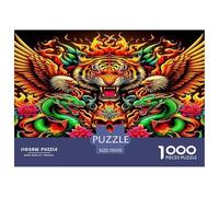 Tiger and Dragon Puzzle 1000 Pièces pour Adultes Et Enfants Animal Jeu De Création Et Logique pour Enfants 1000 Pieces pour Jeux D'activités Familiales Cadeaux De Voyage 70x50cm/1000pcs