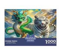 Tiger and Dragon Puzzles 1000 Pièces pour Adultes Et Enfants Animal De l'art De La Décoration Moderne Jeu Cadeau Unique 1000 Pieces pour Jeux D'activités Familiales Cadeaux De Voyage 38x26cm/1000pcs