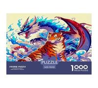 Tiger and Dragon Puzzles 1000 Pièces pour Adultes Et Enfants Animal Jeu De Création Et Logique pour Enfants 1000 Pieces pour Jeux D'activités Familiales Cadeaux De Voyage 70x50cm/1000pcs